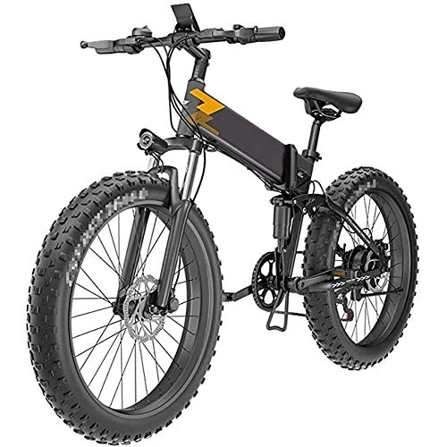 Folding Electric Mountain Bike : FDGBCF Easy to carry Adult Foldable Fat Tire Electric Bike, with 48V 10AH Lithium Battery 26 in Electric Mountain Bicycle 400W / 7-Speed ​​Off-Road Variable Speed ​​Battery Car