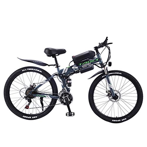 Folding Electric Mountain Bike : FFF-HAT 26" Electric Mountain Bike Foldable, Adult Dual Disc Brake and Full Suspension Mountain Bike, Lithium Battery Electric Bike, Intelligent LCD Instrument 21 / 27 Speed (36V10Ah350W)