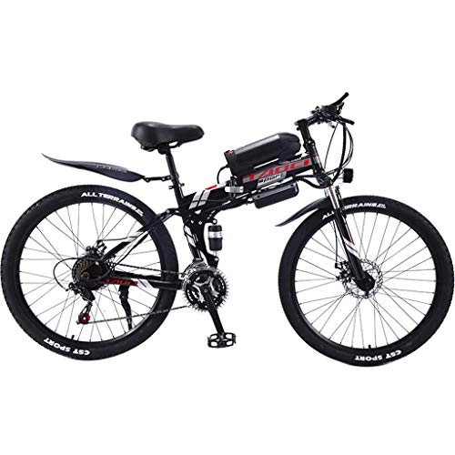 Folding Electric Mountain Bike : FFF-HAT Foldable Electric Bicycle, Adult Electric Mountain Bike, 26 Portable Lithium Battery Detachable Bicycle, Professional 21 / 27 Shift, Multiple Colors Available (36V13Ah350W)