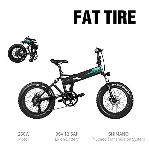 Folding Electric Mountain Bike : FIIDO M1 Electric MTB Foldable Bike, Mens Women City Mountain Bicycle Speed Boosts Up To 18.6mph, 20 Inch E-Bike adult Fat Tire 36V 12.5Ah Battery 250w Motor Shock Absorber For Snow Beach Gravel