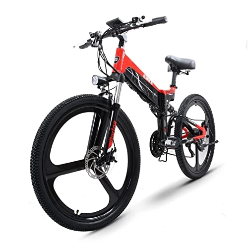 Folding Electric Mountain Bike : FMOPQ Electric BikeFoldable 26 Inch Fat Tire e Bikes 15.5-24.8 mph 500W 48V 24AH Hidden Lithium Battery Electric Mountain Bike 21 Speed Electric Bicycle (48v10.4ah)