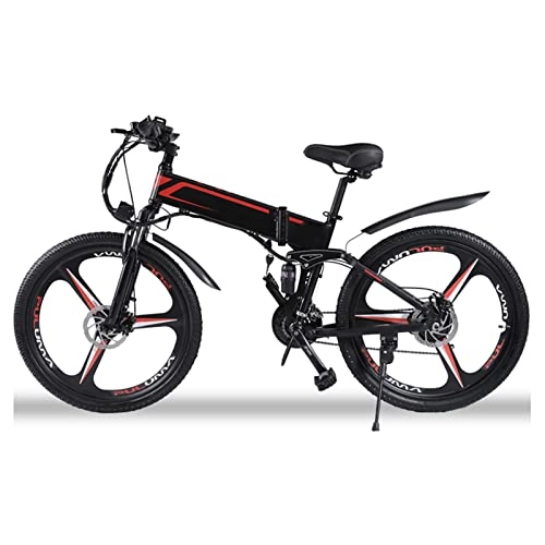 Folding Electric Mountain Bike : Folding Electric Bike for Adults 250W / 500W / 1000W Motor 48V / 12.8Ah Removable Battery 26“ Electric Bike Snow Beach Mountain Ebike for Women and Men (Color : Black, Size : 12.8A battery)