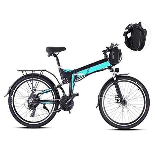 Folding Electric Mountain Bike : FZYE 26 inch Electric Bikes, 21 speed Mountain Boost Bicycle LCD instrument Adult Bike Sports Outdoor, Green