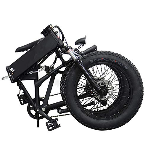 Folding Electric Mountain Bike : HJ Folding electric bicycle 20 inch snow electric bicycle (48V10AH) hidden battery 7 speed beach cruiser, mechanical shock absorber front and rear disc brakes + electronic brake
