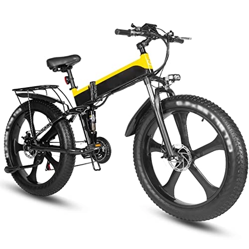 Folding Electric Mountain Bike : HMEI Electric Bicycle 1000W Electric Beach Bike 4.0 Fat Tire Electric Bicycle 48V Mens Mountain Bike Snow Bike 26 inch Bicycle (Color : B)