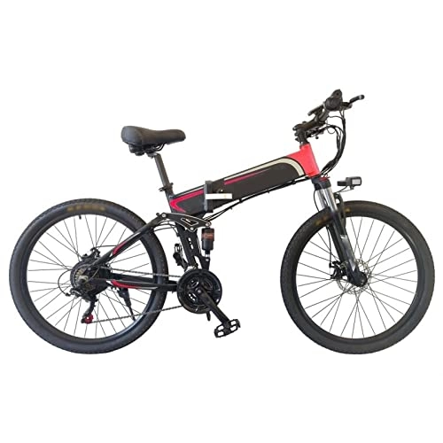 Folding Electric Mountain Bike : Liu Electric Bike for Adults, Folding Electric Mountain Bike 26" Adults Ebike with 500W Motor& Removable 48V 10Ah Battery, 25MPH Electric Bicycle (Color : Red)