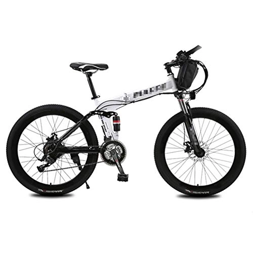 Folding Electric Mountain Bike : LKLKLK 26 Inch Electric Bike Aluminum Alloy 36V 10AH Lithium Battery Mountain Cycling Bicycle, 21 Speed Shifter, with A Bag
