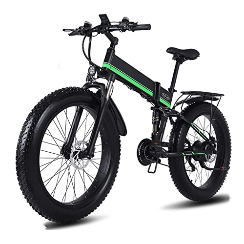 Folding Electric Mountain Bike : Mountain Foldable Electric Bike 4.0 Fat Tire 1000W Mountain Electric Bike 26 Inch Tire Snow Electric Bicycle Men 48V Adult Cycling E Bike