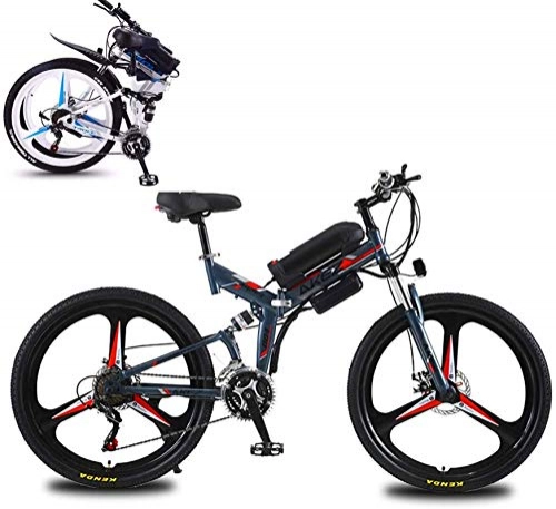 Folding Electric Mountain Bike : Profession 26" Foldable Electric Mountain Bike, High-Carbon Steel Electric Bikes for Adult, 10Ah Lithium Battery Full Suspension Hydraulic Disc Brake 21-Speed Electric Bicycle for Mens Inventory clear