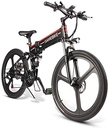 Folding Electric Mountain Bike : QDWRF E-bike, Electric Bike Mountain Bike, 26 Tires Electric Foldable Bike with 350W Derailleur 21 Speed, Black