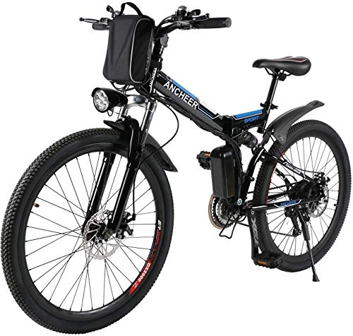 Folding Electric Mountain Bike : QLHQWE Upgraded Electric Mountain Bike, 250W 26'' Electric Bicycle with Removable 36V 8AH / 12.5 AH Lithium-Ion Battery for Adults, 21 Speed Shifter