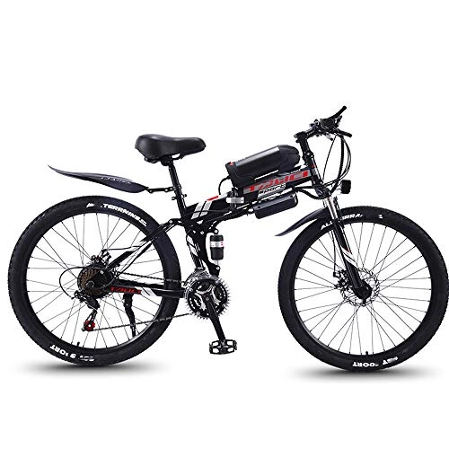 Folding Electric Mountain Bike : QYL 26'' Electric Mountain Bike Magnesium Alloy Premium Full Suspension E-Bike 21 Speed Gear And Three Working Modes, A