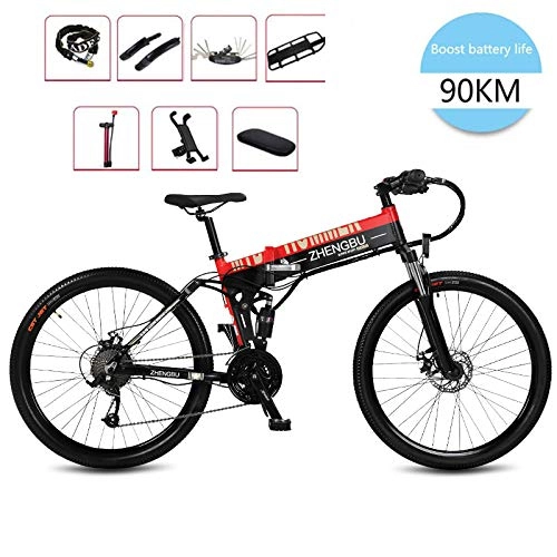 Folding Electric Mountain Bike : QYL Electric Bike Folding Fat Tire Snow Double Disc Brake Mountain Bicycle Adjustable Seat Aluminum Alloy Frame Smart LCD Meter, 27 Speed