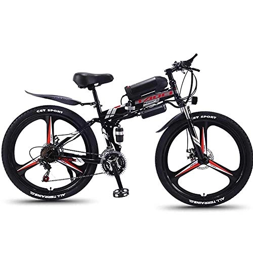 Folding Electric Mountain Bike : QYL Electric Mountain Bike, 26 Inch Electric Bicycle - 350W Brushless Motor -36V Power-Grade Lithium Battery-High Carbon Steel Folding Frame - Suitable for Mountain And Road, Black