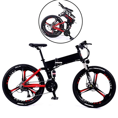 Folding Electric Mountain Bike : QYL Electric Mountain Bike Fat Tire Bikes 27 Speeds E-Bikes for Adults with 13Ah Battery, Lithium Battery Hydraulic Disc Brakes, Black