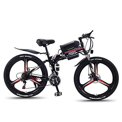Folding Electric Mountain Bike : QYL Folding Electric Bikes for Adults, Magnesium Alloy Ebikes Bicycles All Terrain 350W 6V 8 / 10 / 13AH Commute Ebike for Mens, C, 10ah