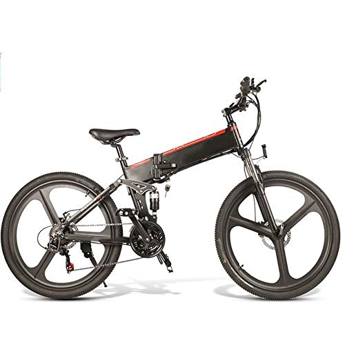 Folding Electric Mountain Bike : QYL Mountain Bike Foldable Magnesium Alloy Four-Link Reverse Shock Frame 48V 350W 13Ahlithium-Ion Battery 21 Speed Shifter, 26 Inch