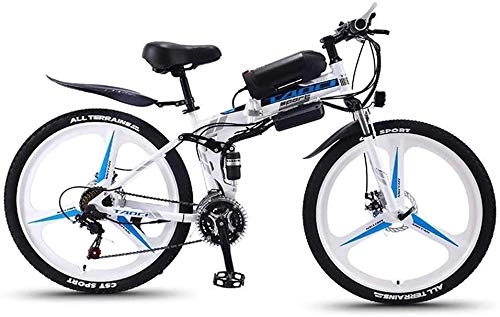 Folding Electric Mountain Bike : QZ Folding Adult Electric Mountain Bike, 350W Snow Bikes, Removable 36V 8AH Lithium-Ion Battery for, Premium Full Suspension 26 Inch 27 speed (Color : White, Size : 27 speed)