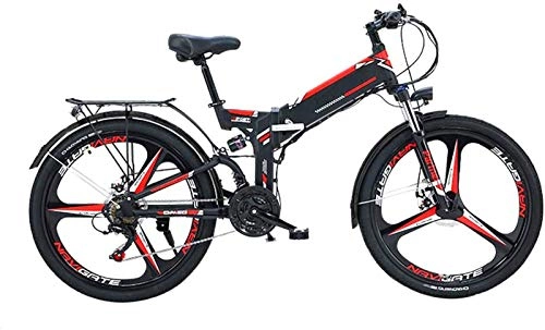 Folding Electric Mountain Bike : RDJM Ebikes, 24 / 26'' Folding Electric Mountain Bike with Removable 48V / 10AH Lithium-Ion Battery 300W Motor Electric Bike E-Bike 21 Speed Gear And Three Working Modes (Color : Black, Size : 26inch)