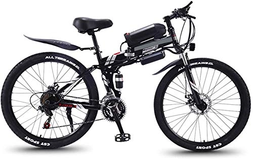 Folding Electric Mountain Bike : RDJM Ebikes, 26 in Folding Electric Bike for Adults Mountain E-Bike with 350W Motor 21 Speeds High-Carbon Steel Double Disc Brake City Bicycle for Commuting, Short Trip (Color : Black, Size : 13AH)