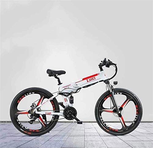 Folding Electric Mountain Bike : RDJM Ebikes, 26 Inch Adult Foldable Electric Mountain Bike, 48V Lithium Battery, With Oil Brake Aluminum Alloy Electric Bicycle, 21 Speed (Color : A)