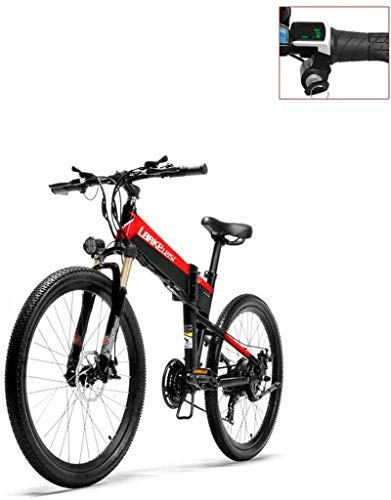 Folding Electric Mountain Bike : RDJM Ebikes, Adult 26 Inch Electric Mountain Bike Soft Tail, 36V Lithium Battery Electric Bicycle, Foldable Aluminum Alloy Frame, 21 Speed (Color : B)