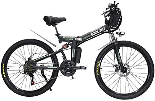 Folding Electric Mountain Bike : RDJM Ebikes Electric Bicycle Ebikes Folding Ebike for Adults, 26Inch Electric Mountain Bike City E-Bike, Lightweight Bicycle for Teens Men Women (Color : Black)