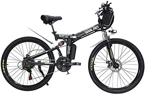 Folding Electric Mountain Bike : RDJM Ebikes, Electric Bicycle Ebikes Folding Ebike for Adults, 26Inch Electric Mountain Bike City E-Bike, Lightweight Bicycle for Teens Men Women (Color : Black)