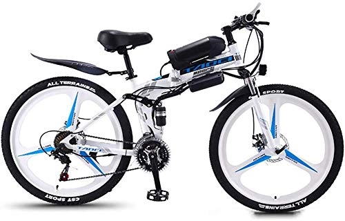 Folding Electric Mountain Bike : RDJM Ebikes, Folding Electric Bike E-Bike 26'' Electric Bicycle with 36V 350W Motor And 21 Speed Gear Snow Bicycle Moped Electric Mountain Bike Aluminum Frame (Color : White)