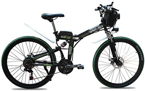 Folding Electric Mountain Bike : RDJM Ebikes Folding Electric Bikes for Adults 26" Mountain E-Bike 21 Speed Lightweight Bicycle, 500W Aluminum Electric Bicycle with Pedal for Unisex And Teens (Color : Green)