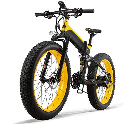 Folding Electric Mountain Bike : Starall Electric Bike 48V Battery Aluminum Folding Electric Bicycle 500W Brushless Gear Motor Powerful Mountain Electric eBike