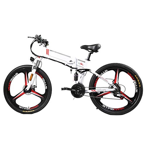 Folding Electric Mountain Bike : TANCEQI Electric Folding Bike, Foldable Bicycle LED Display Electric Bicycle Commute E-Bike 400W Motor, 120Kg Max Load, Easy To Store in Caravan Motor Home Silent Motor E-Bike for Cycling, White