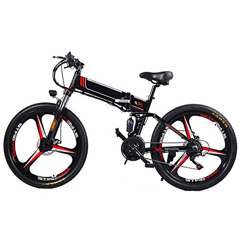 Folding Electric Mountain Bike : TANCEQI Electric Mountain Bike Folding Ebike 350W 48V Motor, LED Display Electric Bicycle Commute Ebike, 21 Speed Magnesium Alloy Rim for Adult, 120Kg Max Load, Portable Easy To Store, Black