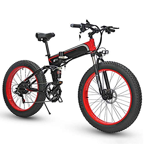 Folding Electric Mountain Bike : TANCEQI Foldable Electric Bike Aluminum Alloy Folding Bicycles 350W 36V Three Work Modes Lightweight with Rear-Shock Absorber for Adults City Commuting
