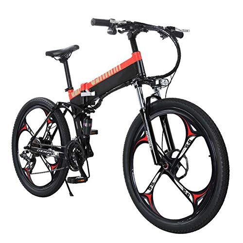 Folding Electric Mountain Bike : TANCEQI Folding Electric Bike for Adults, 27 Speed Mountain Bicycle / Commute Ebike with 400W Motor, Lightweight Magnesium Alloy Frame MTB Dual Suspension E-Bike for Sports Cycling Travel Commuting