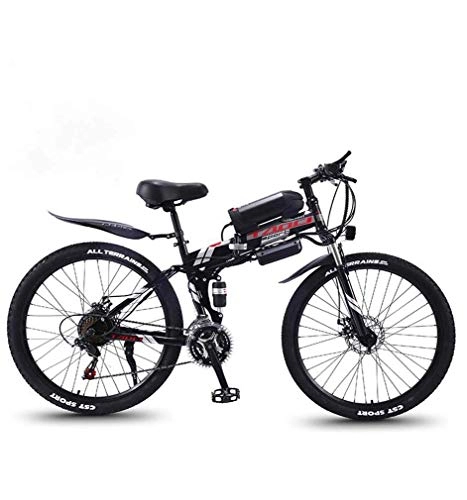 Folding Electric Mountain Bike : WJSW Folding Electric Mountain Bike, 350W Snow Bikes, Removable 36V 8AH Lithium-Ion Battery for, Adult Premium Full Suspension 26 Inch Electric Bicycle