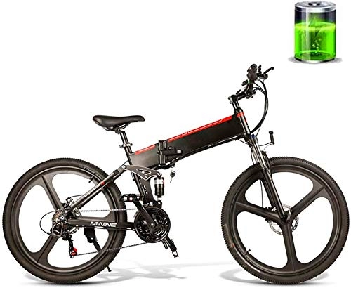 Folding Electric Mountain Bike : WJSWD Electric Snow Bike, 26 Inch Foldable Electric Bicycle 48V 10AH 350W Motor Mountain Electric Bicycle City Bicycle Male And Female Adult Off-Road Vehicle Lithium Battery Beach Cruiser for Adults