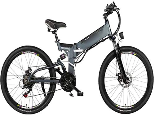 Folding Electric Mountain Bike : WJSWD Electric Snow Bike, Electric Bicycle Folding Transportation Electric Mountain Bike Double Disc Brake Shock Absorption Commuter Fitness Lithium Battery Beach Cruiser for Adults