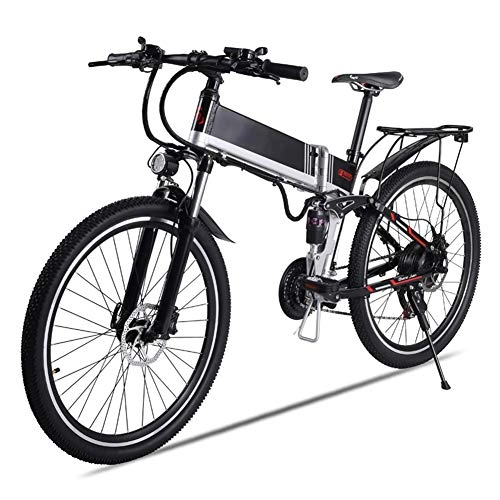 Folding Electric Mountain Bike : WM 26 Inch Aluminum Alloy Folding Electric Bike 48v500w Lithium Battery Assisted Mountain Bike Moped Power Bike Suitable For Teenagers Men And Ladies, Black