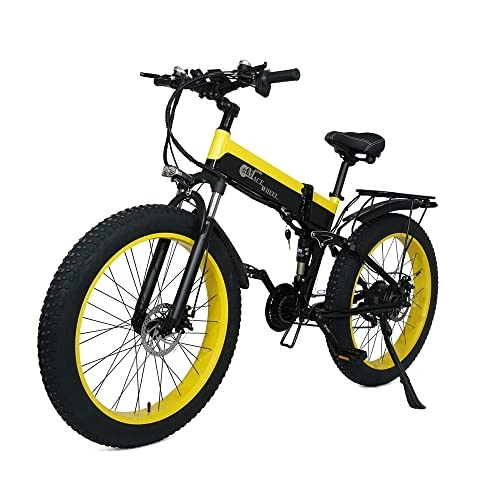 Folding Electric Mountain Bike : X26 26 Inch Folding Electric Mountain Bike Snow Bike for Adult, 21 Speed E-bike with Two 10AH Removable Battery