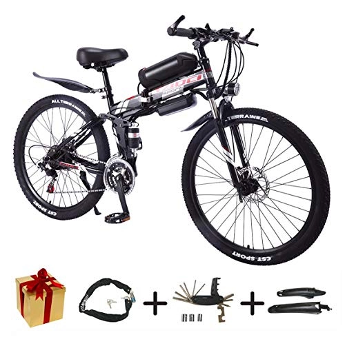 Folding Electric Mountain Bike : XCBY Electric Bicycle, Folding E-Bike - 26 Inch Wheel Electric Bike Aluminum Alloy 36V Mountain Cycling Bicycle, Shimano 21-Speed For Adults Black-50KM