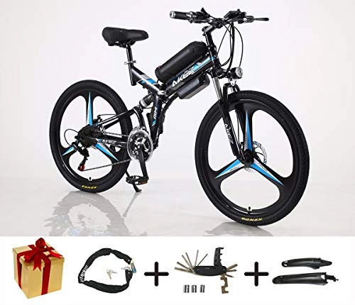 Folding Electric Mountain Bike : XCBY Electric Bike, Folding E-Bike - 26 Inch Wheel Electric Bicycle Aluminum Alloy 36V 250W Mountain Cycling Bicycle, Shimano 21-Speed for Adults Black-70KM