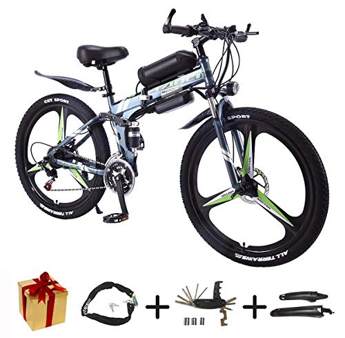 Folding Electric Mountain Bike : XCBY Folding E-Bike, Electric Bicycle - 26 Inch Wheel Electric Bike Aluminum Alloy 36V Mountain Cycling Bicycle, Shimano 21-Speed For Adults Gray-50KM