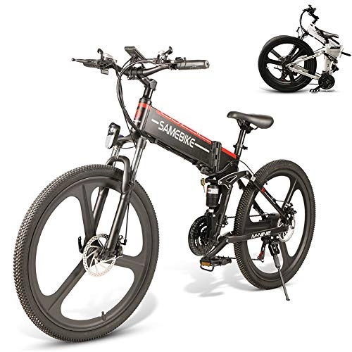 Folding Electric Mountain Bike : Xcmenl Electric Mountain Bike for Adults 26" Wheel Folding Ebike 350W Aluminum Electric Bicycle for Adults with Removable 48V 10AH Lithium-Ion Battery 21 Speed Gears