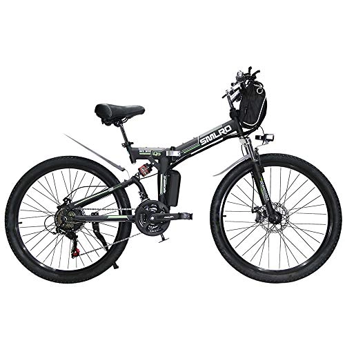 Folding Electric Mountain Bike : Xiaotian Folding Electric Bike, Portable City Commuter 350W 26'' Mountain Bicycle with Removable 48V 10Ah Lithium-Ion Battery for Adults Men Women