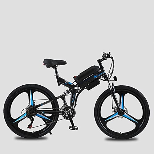 Folding Electric Mountain Bike : XILANPU Electric Bicycle, 8AH Lithium Battery Assisted Bicycle Electric Folding Mountain Bike Adult Double Shock Absorption High Carbon Steel Material, Exquisite Welding, Blue