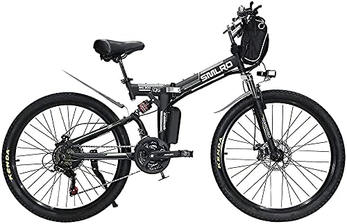 Folding Electric Mountain Bike : XINYUDAGE Ebikes For Adults Folding Electric Bike MTB Dirtbike 26 48V 10Ah 350W IP54 Waterproof Design Easy Storage Foldable Electric Bycicles For Men-Black iteration