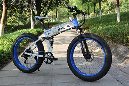 Folding Electric Mountain Bike : XXCY 1000W ebike Fat Tire Electric Bike Folding Mountain Bike 26' Full Suspension 48V12AH 21 Speeds Pedal Assist (white)