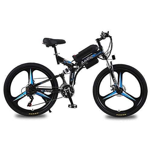 Folding Electric Mountain Bike : XXZ 26'' Electric Mountain Bike, 350W Electric Bicycle with Removable 36V 10AH Lithium-Ion Battery for Adults, 21 Speed Shifter