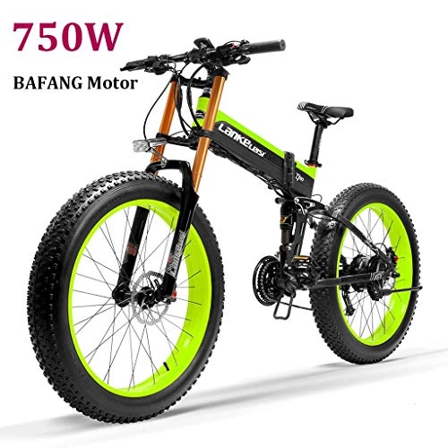 Folding Electric Mountain Bike : ZJGZDCP 26inch Electric Mountain Bike With Removable Large Capacity Lithium-Ion Battery (48V 750W) Electric Bike 21 Speed Gear And Three Working Modes (Color : GREEN, Size : 750W)